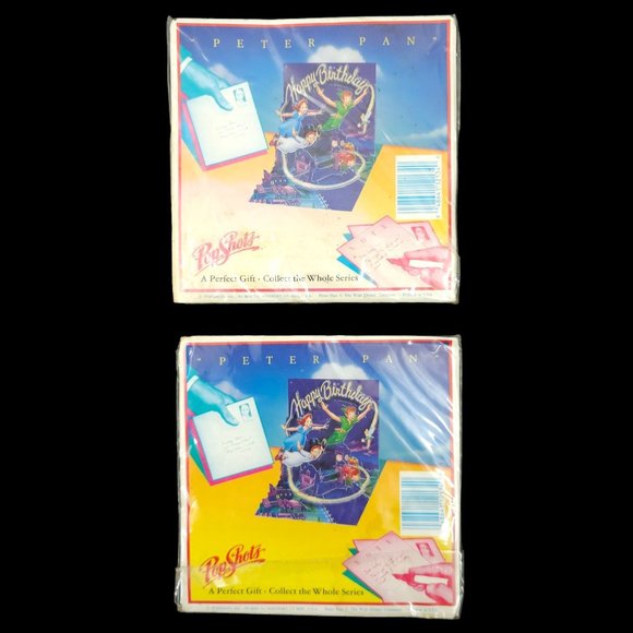 Pop Shots Pop Up Peter Pan 3D Cards Walt Disney Happy Birthday Lot OLD STOCK - Picture 2 of 13